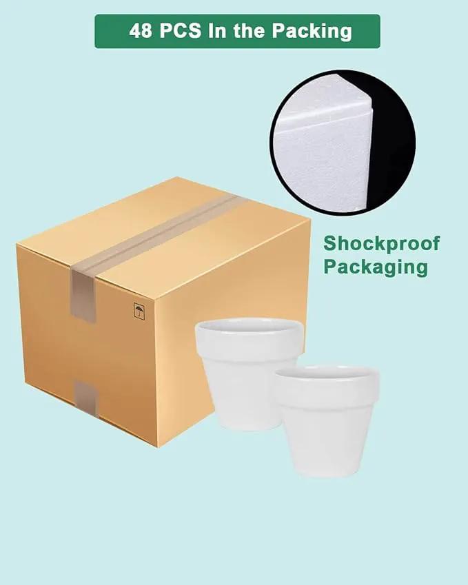 vensovo 48 Pcs 2" Tiny Ceramic Plant Pots with Drainage Hole - White Small Mini Ceramic Pottery Planter Ideal for Indoor/Outdoor Plants, Crafts, Wedding Favors by GreenHaven Gardens