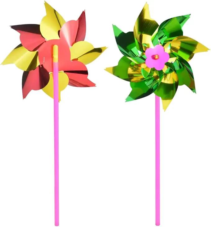 100pcs Plastic Rainbow Pinwheel,Windmill Party Pinwheels DIY Pinwheels Set for Kids Toy Garden Lawn Party Decor (100) by GreenHaven Gardens