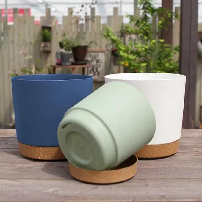 ZMTECH Set of 6 Self Watering Plastic Plant Pots, 6.5in Diameter x 6.1in Height, Modern Decorative Flower Pots for Indoor Outdoor House Plants, Succulents, Flowers (White+Green+Blue) by GreenHaven Gardens