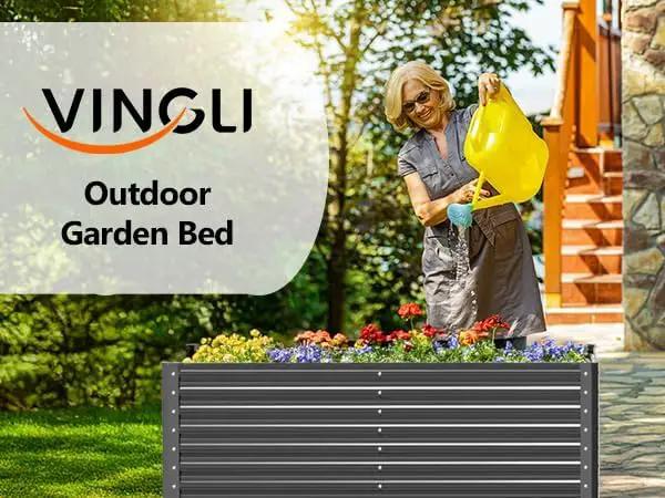 VINGLI Galvanized Raised Garden Beds Outdoor, 6x3x2 Ft, 8x4x2 Ft Lager Metal Planter Raised Beds for Planting Vegetables Flowers Herb (6 * 3 * 2（Square）) by GreenHaven Gardens
