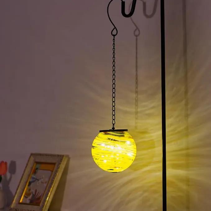 Solar Lanterns Outdoor Waterproof LED Lights 4.7" Glass Hanging Solar Lights with Metal Chain,Gazing Globe Ball Outdoor Decorative Lantern for Patio Pathway Yard Garden Decor(Yellow) by GreenHaven Gardens