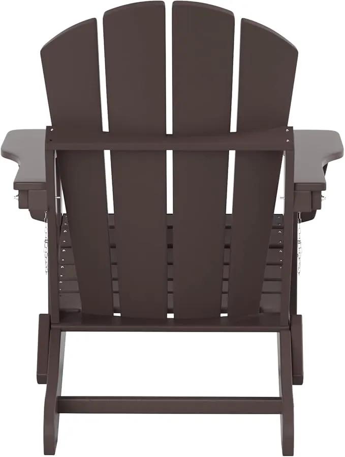 WO Home Furniture Adirondack Chairs Table Set of 3 PCS Outdoor Folding Chairs Coffee Table Weather/UV Resistant for Lawn, Garden, Bon Fire, Balcony (Dark Brown) by GreenHaven Gardens