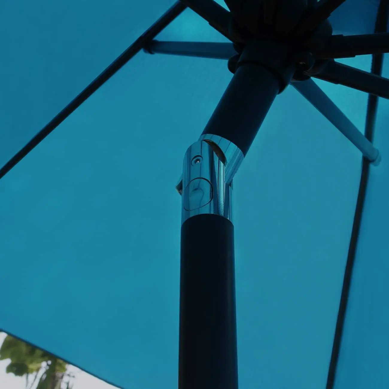 Sunnyglade 9' Solar LED Lighted Patio Umbrella with 8 Ribs/Tilt Adjustment and Crank Lift System (Teal Blue) by GreenHaven Gardens