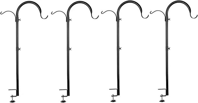 WOSIBO 4 Pack Three Span Deck Hook, 37 Inches Deck Bird Feeder Pole, Hanging Baskets Porch Multi-Hook for Deck Kit with Three Branches for Plant Hangers, Lanterns, Wind Chimes and More by GreenHaven Gardens