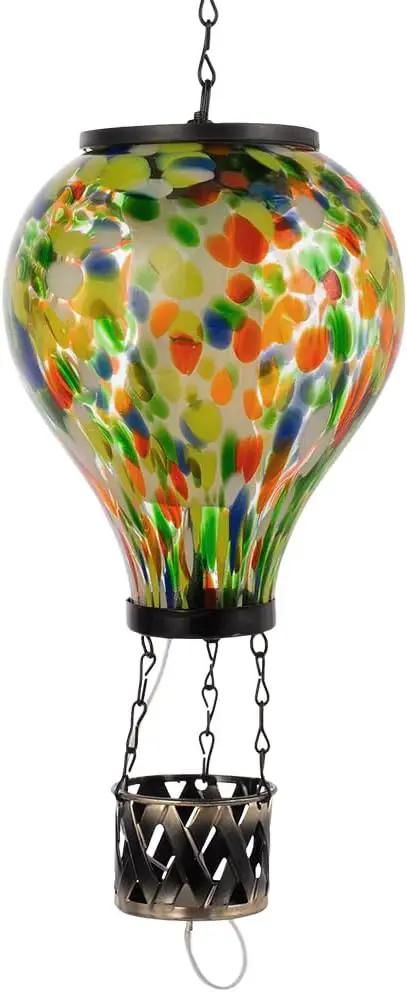 Starsoul Hot Air Balloon Solar Lantern Glass Outdoor Hot Air Balloon Solar Flickering Flame Light Waterproof Hanging Lantern for Garden Yard Patio Decorations by GreenHaven Gardens
