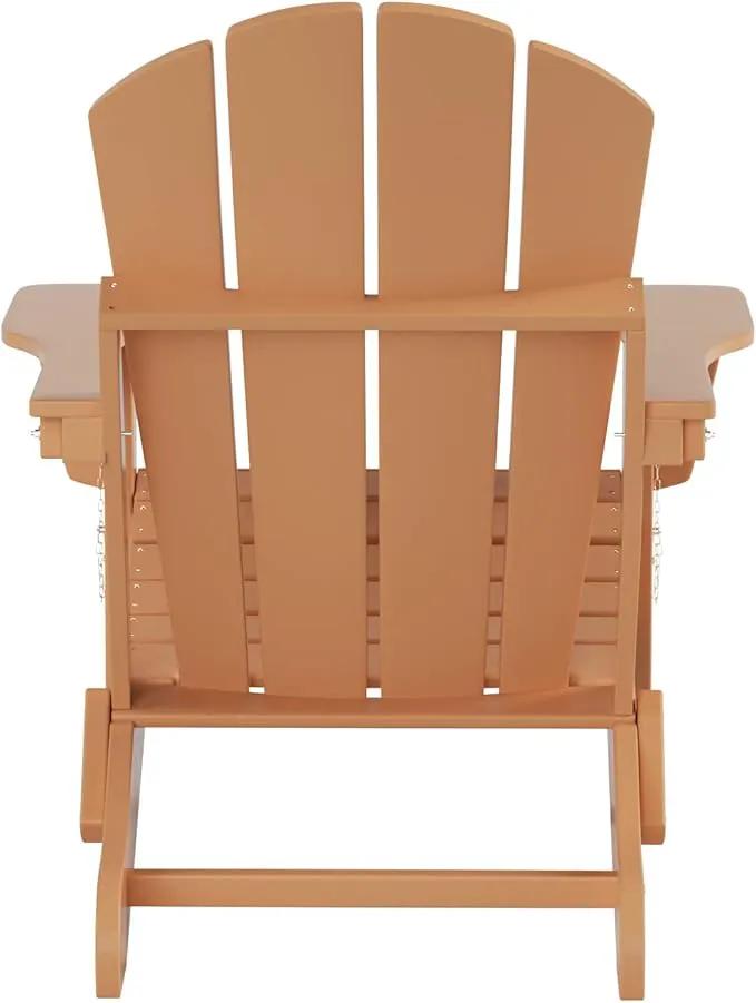 WO Home Furniture Adirondack Chairs Table Set of 3 PCS Outdoor Folding Chairs Coffee Table Weather/UV Resistant for Lawn, Garden, Bon Fire, Balcony (Teak) by GreenHaven Gardens