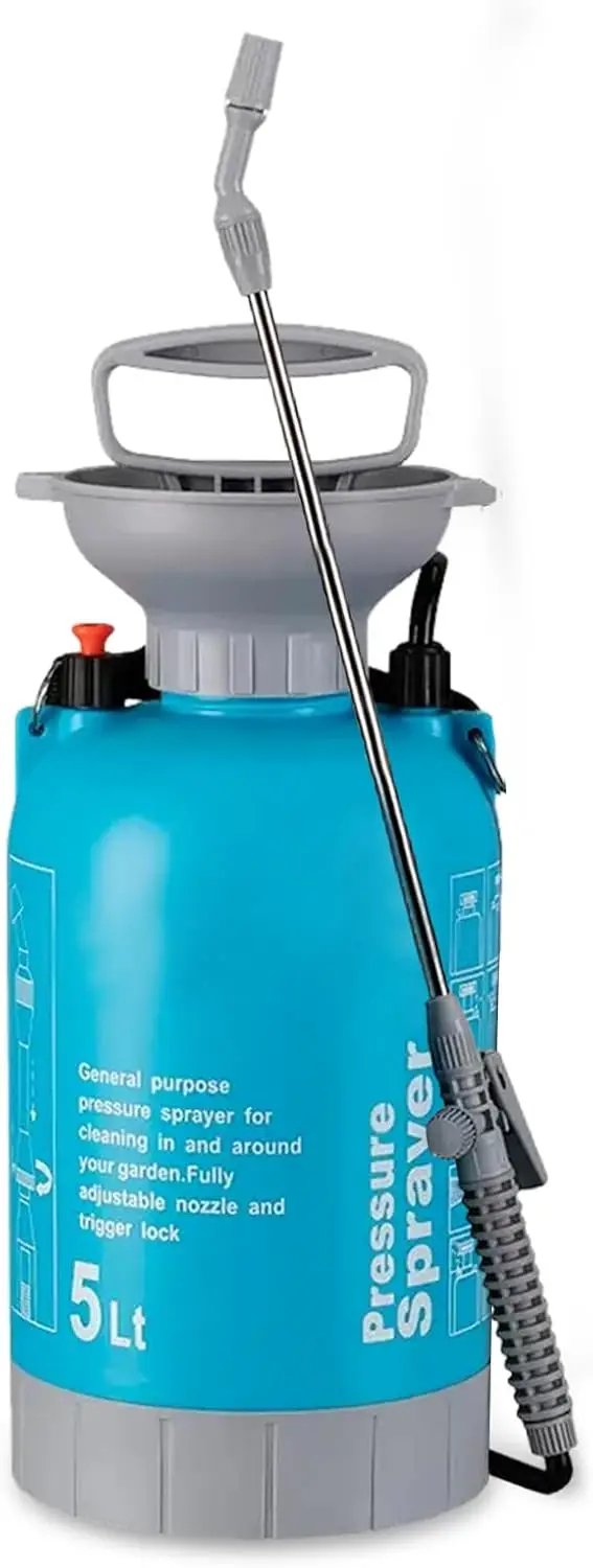 Upgraded Reinforced 1.3 Gallon Pump Pressure Sprayer-Watering for Plants, Weeds Control, Lawn Care with Adjustable Nozzles &Comfort Strap by GreenHaven Gardens