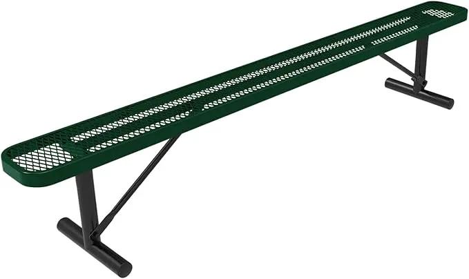 Coated Outdoor Furniture Heavy-Duty Portable Outdoor Bench Thermoplastic Coated, Expanded Metal, Commercial-Grade Seating, Made in America (Portable Without Back, 8 Ft, Green) by GreenHaven Gardens