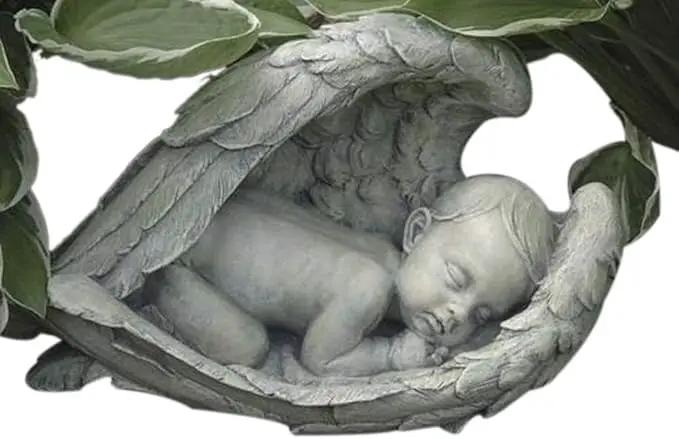 Joseph's Studio by Roman Inc, Sleeping Baby in Wings, Garden Collection, Religious Statue, Holy Family, Memorial, Angel, Patron Saint, Garden Décor (7x14x8) by GreenHaven Gardens