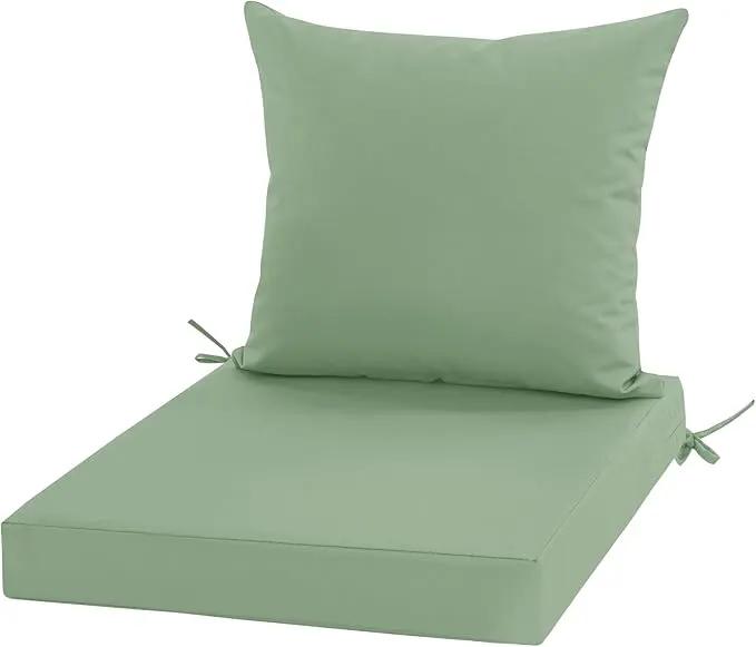 24x24 Inch Outdoor Cushions for Patio Furniture, Waterproof Outdoor Chair Cushions w/Fade-Resistant, Removable & Machine-Washable Covers, Deep Seat Sofa/Couch Pads Replacement, Sage Green by GreenHaven Gardens