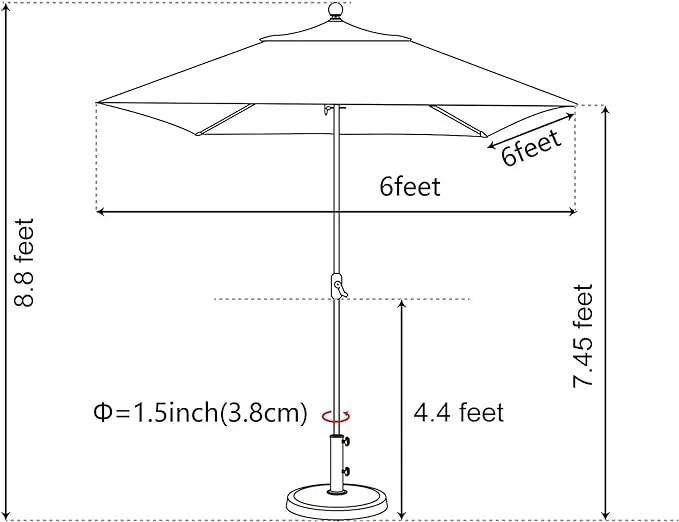 EliteShade USA 10-Year-Non-Fading 6x6Ft Square Market Umbrella Patio Outdoor Table Umbrella with Ventilation, Macaw Green by GreenHaven Gardens