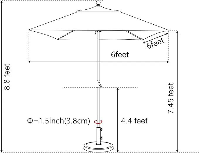 EliteShade USA 10-Year-Non-Fading 6x6Ft Square Market Umbrella Patio Outdoor Table Umbrella with Ventilation, Royal Blue by GreenHaven Gardens