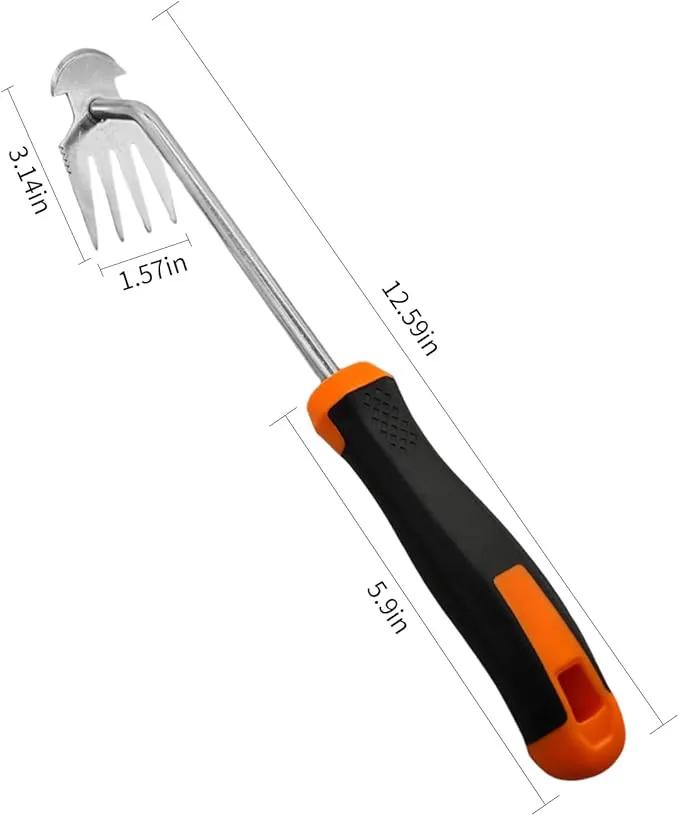 Weeder Puller Tool, Stainless Steel Thickened Hand Weeder Tool, Portable Weed Remover Tool,4 Teethe Waterproof Manual Weed Puller, Multi Function Garden Tools for Yard (Rubber Handle) by GreenHaven Gardens