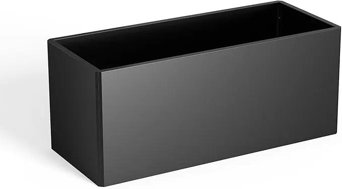 Outdoor Metal Planter Box - Rectangular Trough, All-Weather Durable with 4 Drainage Holes, 25x11x13 Inches for Porch & Patio, Black by GreenHaven Gardens