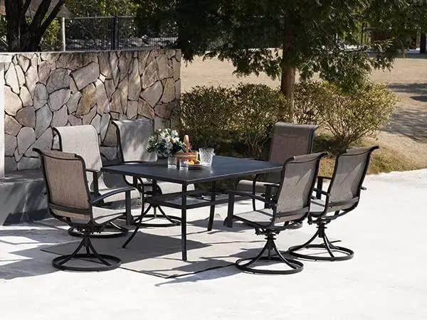 Grand patio Outdoor Swivel Dining Chairs 4-Piece Patio Dining Chairs Set Mesh Sling Patio High Back Swivel Rockers, Mixed Coffee by GreenHaven Gardens