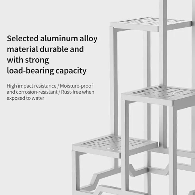 Plant Stand - Aluminum Indoor/Outdoor Flower Rack, Waterproof & Rust-Proof, Stable Support for Pots, Perfect for Living Room, Balcony, Garden, and Office (White, 4 Tier) by GreenHaven Gardens