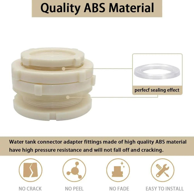 3" Female ABS Bulkhead Fitting, Plastic Water Tank Connector Adapter Fitting with Plugs for Outdoor rain Barrel Garden Hose Adapter Spigot kit Water Tank Gallon Drain Bucket(Set of 1) by GreenHaven Gardens