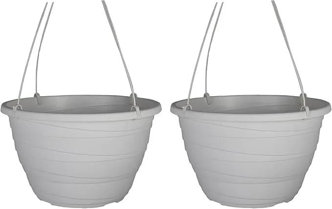 The HC Companies Wrapt Hanging Planters - Lightweight Plant Pot Hanger for Hanging Plants, Vegetables & Herbs - Outdoor & Indoor Hanging Basket for Plants (13" White, Pack of 2) by GreenHaven Gardens