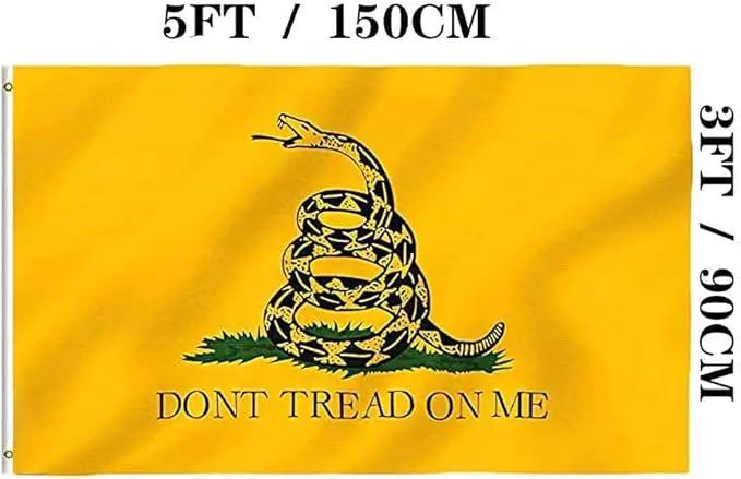 Jayus 340D Embroidered Gadsden Snake Flag 3x5 Outdoor- 2Ply Double Sided Nylon Dont Tread On Me Garden Flags Banners- Libertarian Garden Flag with Vivid Powerful Snake by GreenHaven Gardens