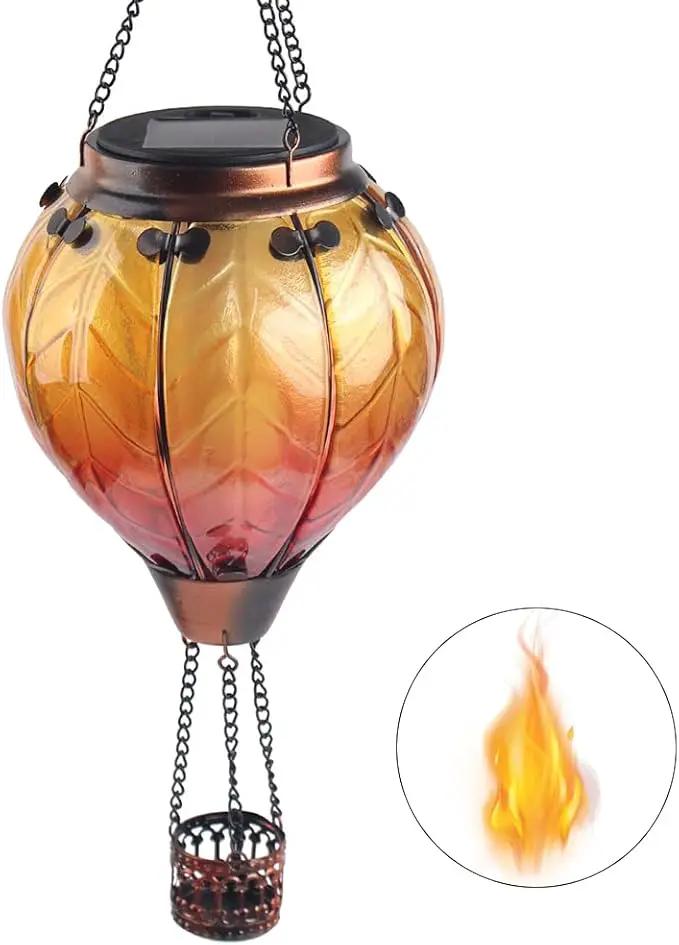 Hot Air Balloon Solar Lantern with Flickering Flame Hanging Solar Lanterns Outdoor Lights Waterproof Lanterns Decorative Garden Patio Yard Party Decor Yellow by GreenHaven Gardens