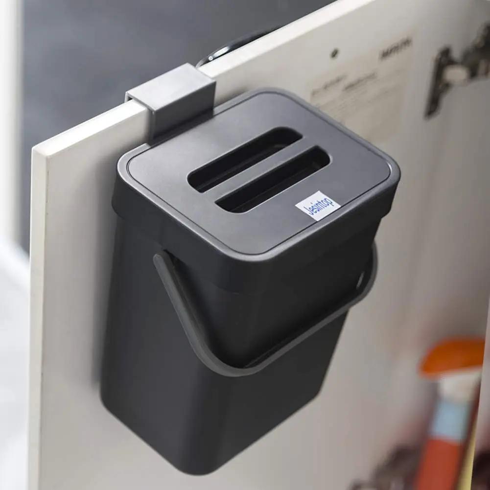 Compost Bin for Kitchen Countertop Under Sink,Bathroom Hanging Small Trash Can with Lid,Mountable Food Waste Bucket,1.3 Gal/5 L Series,Black by GreenHaven Gardens