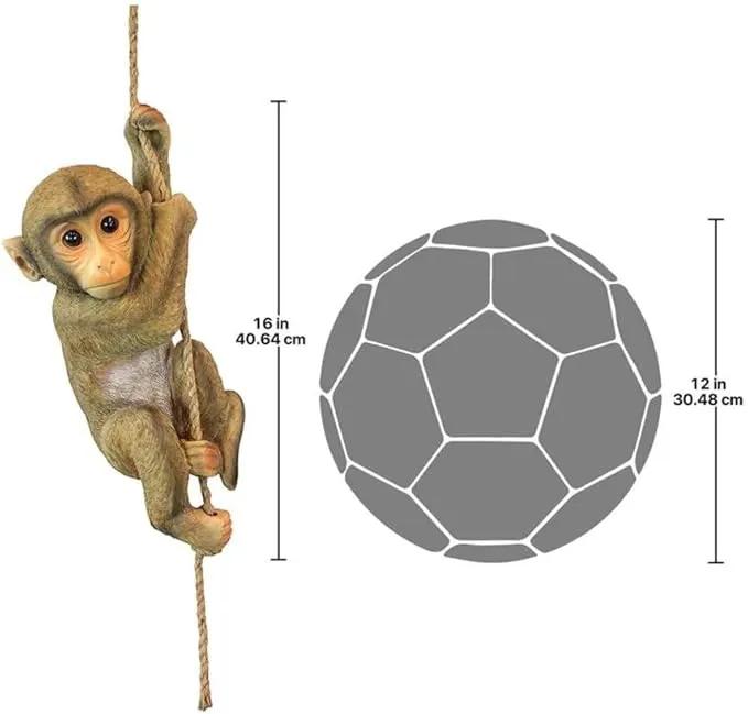Design Toscano Chico the Chimpanzee Baby Monkey Hanging Indoor/Outdoor Animal Statue, 16 Inch Long, Cast Stone Resin, Brown Painted Finish by GreenHaven Gardens