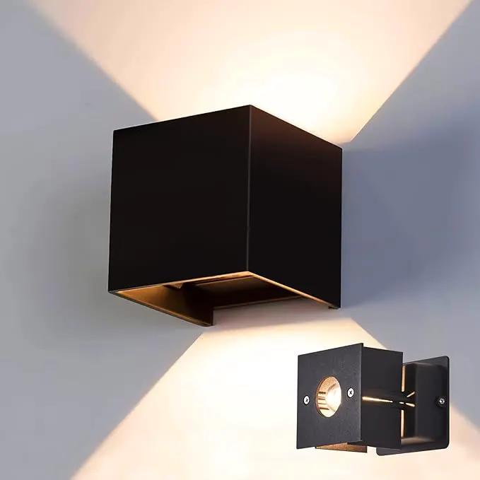 LANFU LED Aluminum Wall Lamp IP65 Waterproof, Black Modern Fashion Square Wall Lamp Wall Type Replaceable Bulb by GreenHaven Gardens