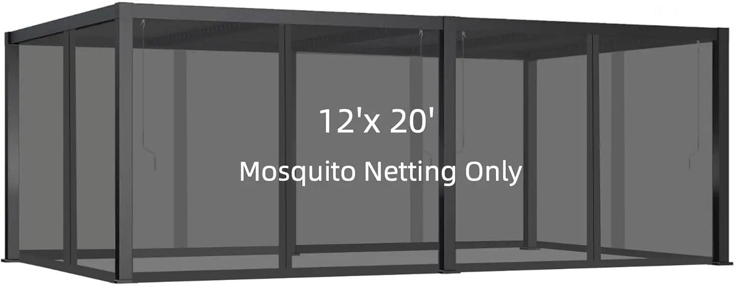12x20FT Mosquito Netting for Gazebo,Pergola,Pop up Canopy Tent,6-Panel with Zipper for Outdoor Patio,Backyard (Black,Mosquito Net Only) by GreenHaven Gardens
