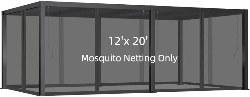 12x20FT Mosquito Netting for Gazebo,Pergola,Pop up Canopy Tent,6-Panel with Zipper for Outdoor Patio,Backyard (Black,Mosquito Net Only) by GreenHaven Gardens