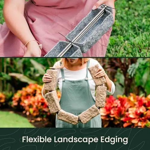 Beuta Landscape Edging | Garden Edging Border | Faux Stone Bricks for Lawn edging, Flower beds, Pathways & Yard Edging– 1 Pack | Each Section Has 6 Bricks 48"L x 4"W x 2.25"H | 3 Spikes |Cobblestone by GreenHaven Gardens