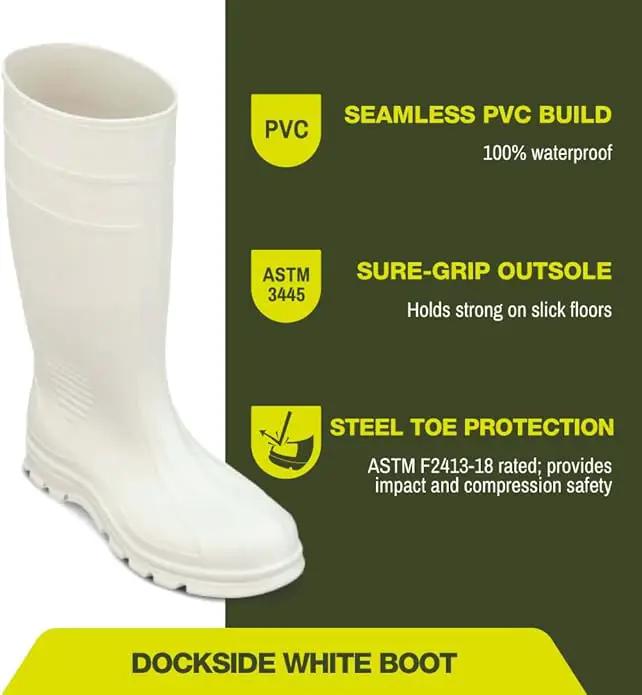 Heartland Dockside Waterproof Work Boots for Men and Women - Durable, Flexible PVC Boots for Marine Work with Easy On/Off, Slip-Resistant Outsoles by GreenHaven Gardens
