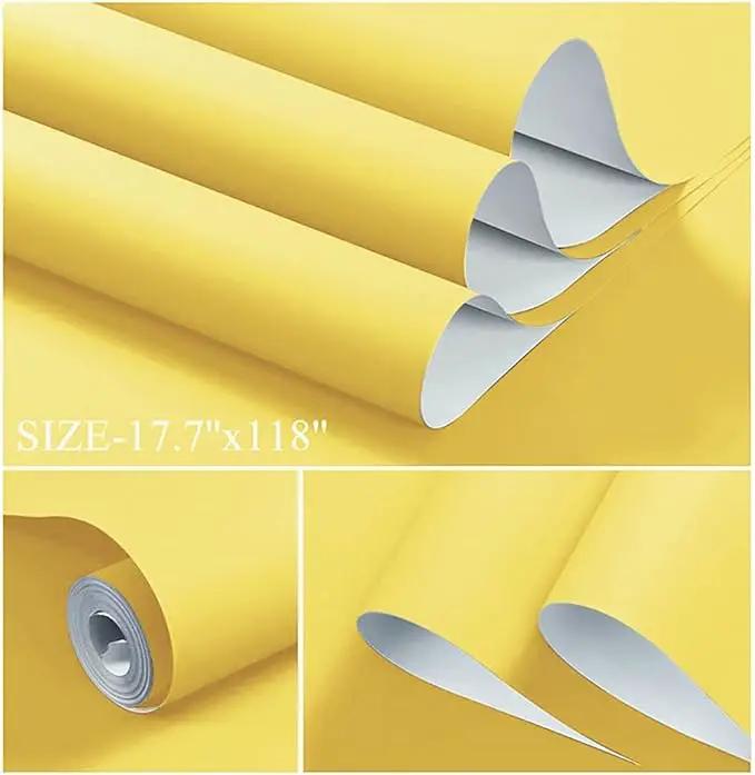 Dimoon 236''x17.7'' Yellow Peel and Stick Wallpaper Contact Paper Modern Self Adhesive Wall Paper Removable Renter Friendly Textured Solid Color Shelf Cabinet Vinyl Roll (236''x17.7'',Yellow) by GreenHaven Gardens