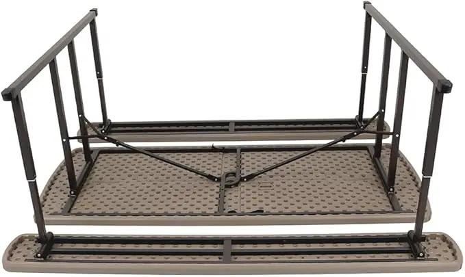 OEF Furnishings Heavy Duty Blow Molded Folding Picnic Table - Brown, Brown Frame