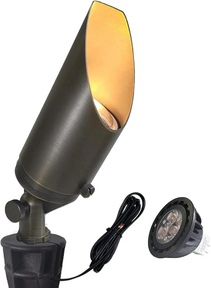 COLOER Die-cast Brass Landscape Spot Lights Outdoor with 5W Aluminum Housing LED MR16 Bulb 2700K 450LM, 12V AC/DC Low Voltage LED Landscape Lighting, Outdoor Directional Up Light(103B, 1-Pack) by GreenHaven Gardens