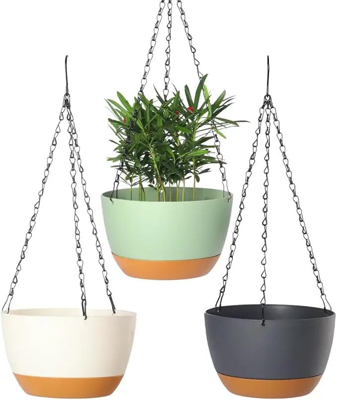 2 Pack Hanging Pots for Plants Outdoor Indoor, 10 Inch Hanging Planters with Drainage Hole (10 inch-White) by GreenHaven Gardens