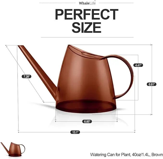 WhaleLife Indoor Watering Can for House Bonsai Plants (1.4L, Brown) by GreenHaven Gardens