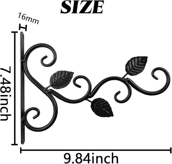 NSBELL 4PCS Plants Hangers Outdoor Indoor Decor, Wall Hooks for Hanging Plant Bracket, Plant Hooks for Bird Feeder, Wind Chime, Lights, Lanterns (Black-4PCS) by GreenHaven Gardens