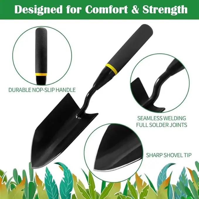 Gardening Tools – 3-in-1 Premium Garden Tool Set,Heavy Duty Pruning Shear, Trowel and Transplanter,Rust-Proof Hand Tool Set, Ideal Gardening Gifts for All (Black) by GreenHaven Gardens