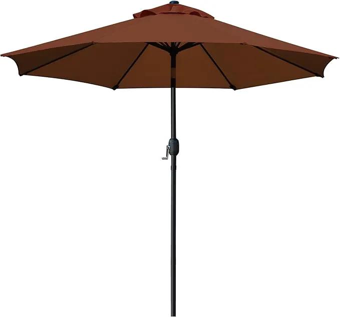 Sunnyglade 9' Patio Umbrella Outdoor Table Umbrella with 8 Sturdy Ribs（Brown） by GreenHaven Gardens
