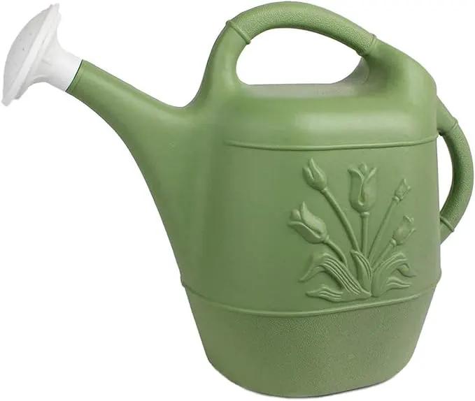 PMU 2 Gallon Watering Can - Garden Watering Can for Indoor & Outdoor Plants - Plastic Water Can with Detachable Sprinkler Head - Large Water Pot, Made in USA - Sage Green Pkg/1 by GreenHaven Gardens