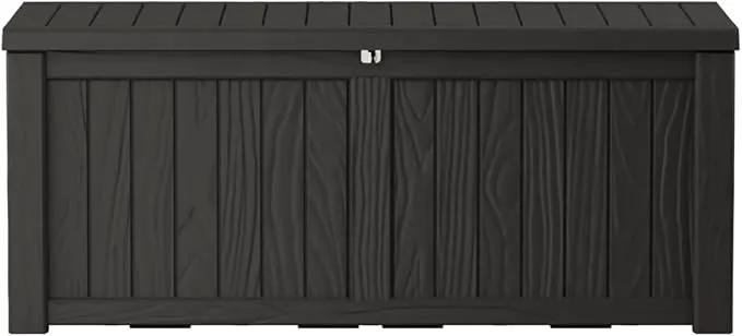 150 Gallon Outdoor Storage Box Waterproof Lockable Resin Deck Box Large, Patio Storage Bin for Pool Accessories Cushion Furniture, Garden Tools, UV-Resistant Outside Delivery Black by GreenHaven Gardens