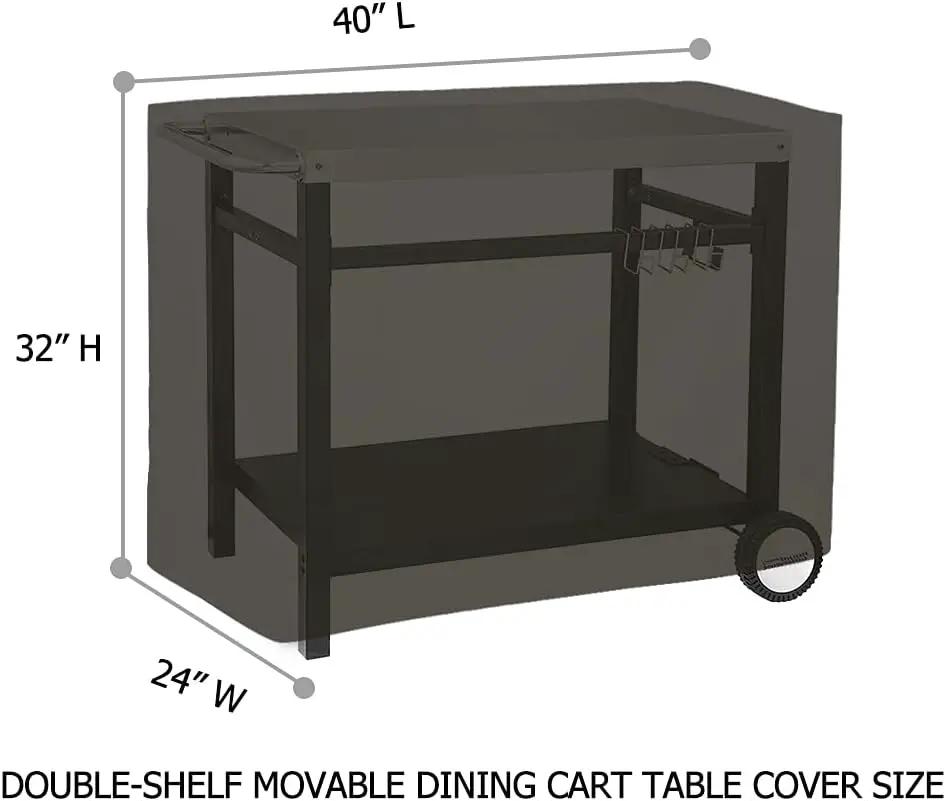 Outdoor Dining Cart Cover for Royal Gourmet Double-Shelf Movable Prep Grill Side Table Heavy Duty Waterproof Cover for Stainless Steel Top BBQ Pizza Oven Kitchen Work Table, Black by GreenHaven Gardens