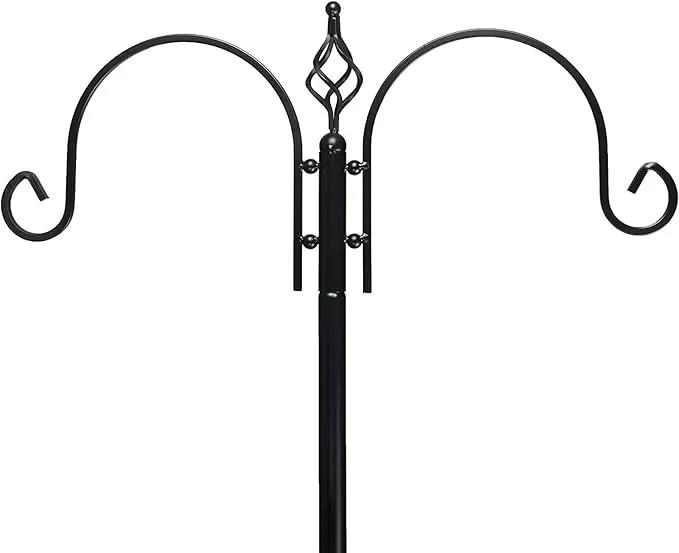 Ashman Deluxe Bird Feeding Station (4 Pack) Bird Feeders for Outside - Multi Feeder Pole Stand Kit with 4 Hangers, Bird Bath and 3 Prong Base for Attracting Wild Birds - 22 Inch Wide x 92 Inch Tall. by GreenHaven Gardens