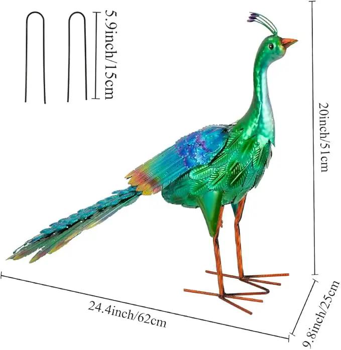 DREAMSOUL Peaock Garden Statues Metal Garden Sculptures & Statues Peacock Statue for Patio Yard Gift by GreenHaven Gardens