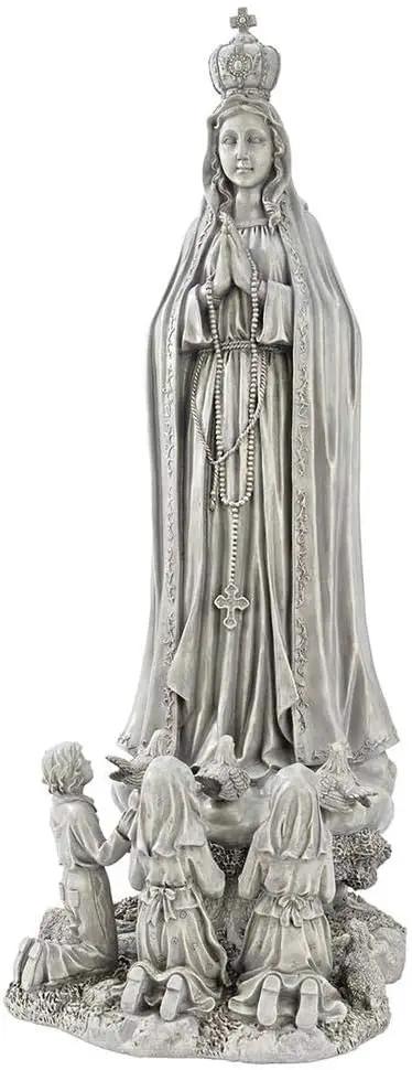 Design Toscano HF160280 Our Lady of Fatima Religious Garden Statue, Large, antique stone by GreenHaven Gardens