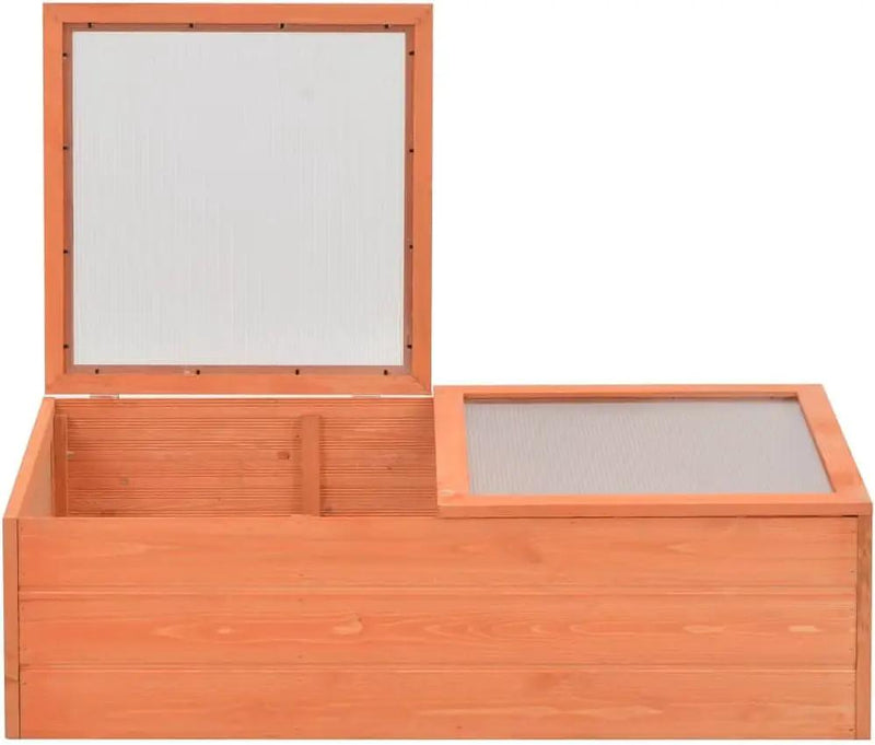 Wooden Garden Portable Greenhouse Sturdy Cold Frame Raised Plants Bed Protection with 2 PC Boards and Openable Top Door Raised Flower Planter Box 39.4"x19.7"x13.4" by GreenHaven Gardens