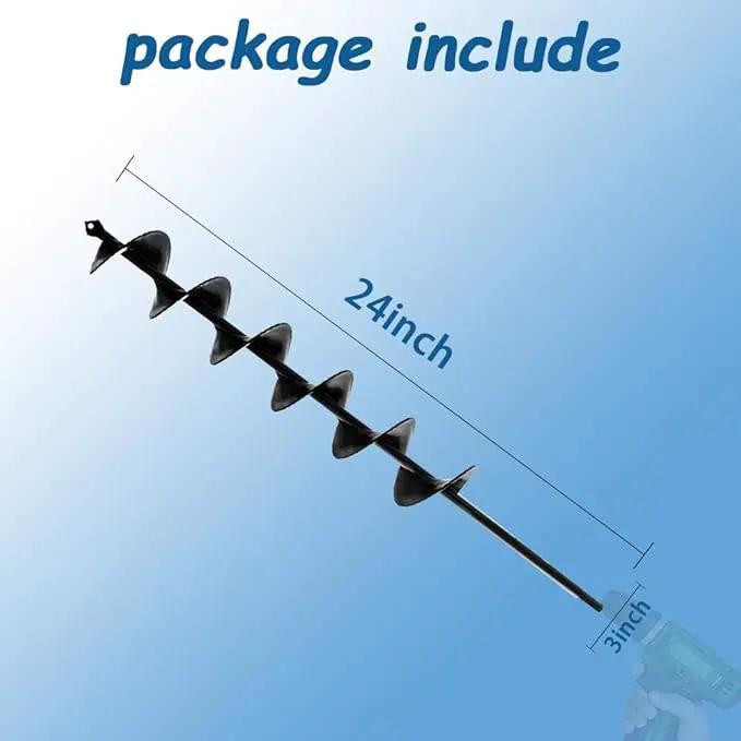 Auger Drill Bit for Planting - 3 x 24 inch Plant Auger for Cordless Drill - Bulb Planter Tool for Bulbs Planting&Holes Digging - 3/8" Hex Drive Drill by GreenHaven Gardens