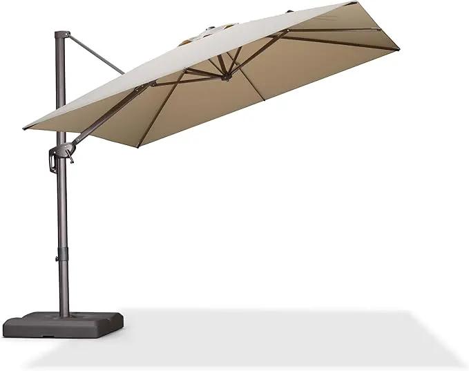 PURPLE LEAF 9 Feet Patio Umbrella Square Cantilever Umbrella Outdoor with 360° Rotation and Aluminum Offset Hanging for Pool Deck Garden Backyard, Beige by GreenHaven Gardens