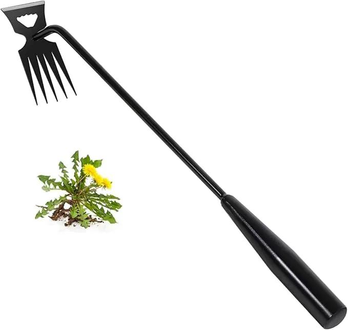 Weed Removal Tool, 2025 New Garden Weeding Tools Manganese Steel Hand Weeder Tool with Handle, 5 Teethes Dual Purpose Manual Weeders Tool Weed Pulling Tool for Garden (Black) by GreenHaven Gardens