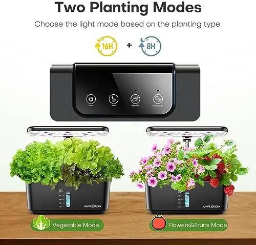 Ahopegarden Indoor Garden Hydroponics Growing System: 10 Pods Plant Germination Kit Aeroponic Herb Vegetable Growth Lamp Countertop with LED Grow Light - Hydrophonic Planter Grower Harvest Lettuce by GreenHaven Gardens